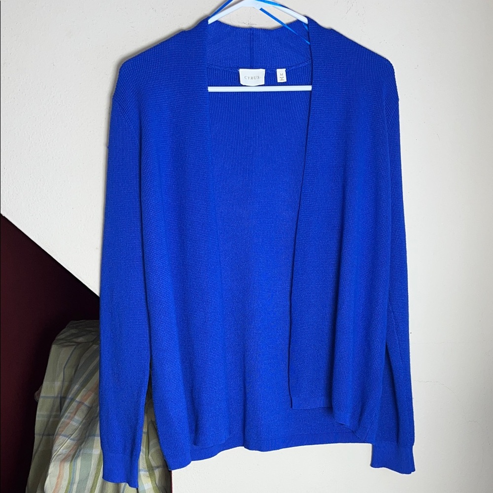 Cyrus‎ Women's Vibrant French Blue Waffle Cardigan